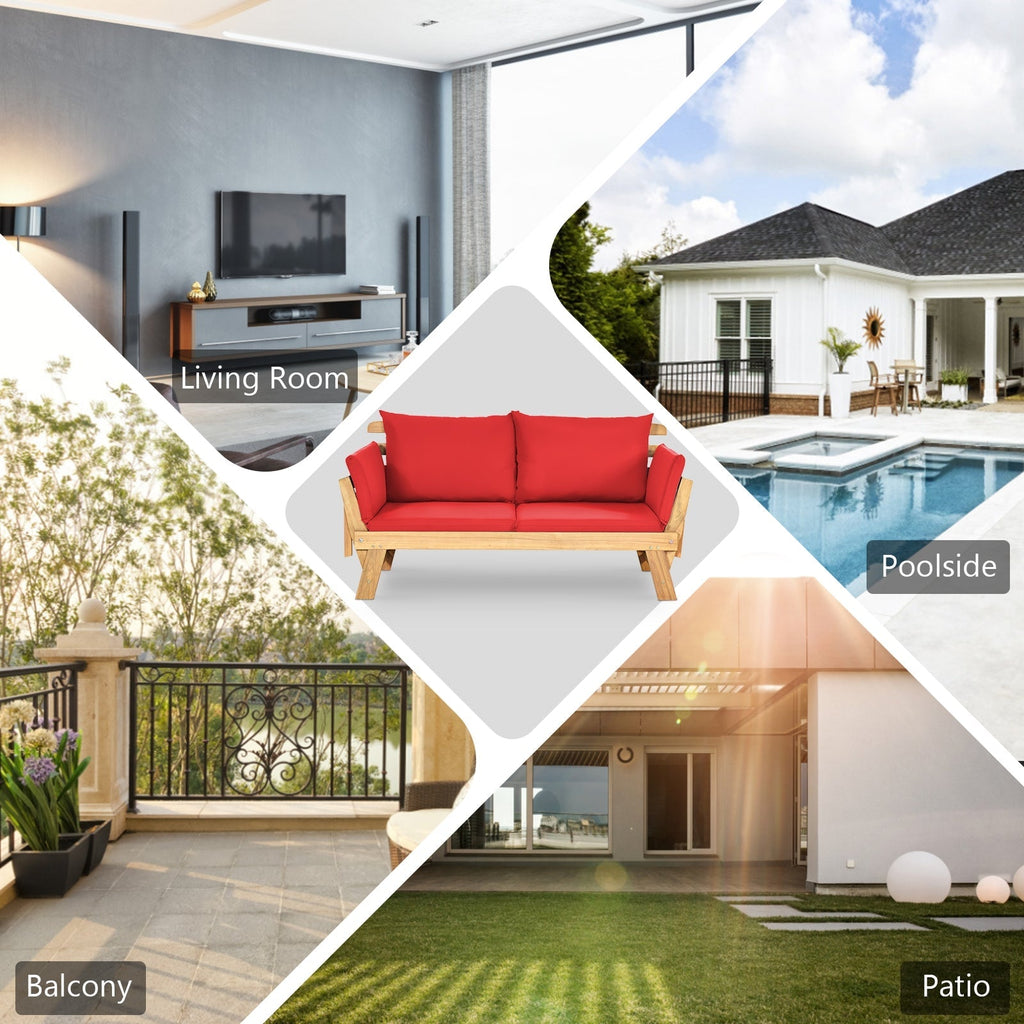 Adjustable Patio Convertible Sofa with Thick Cushion