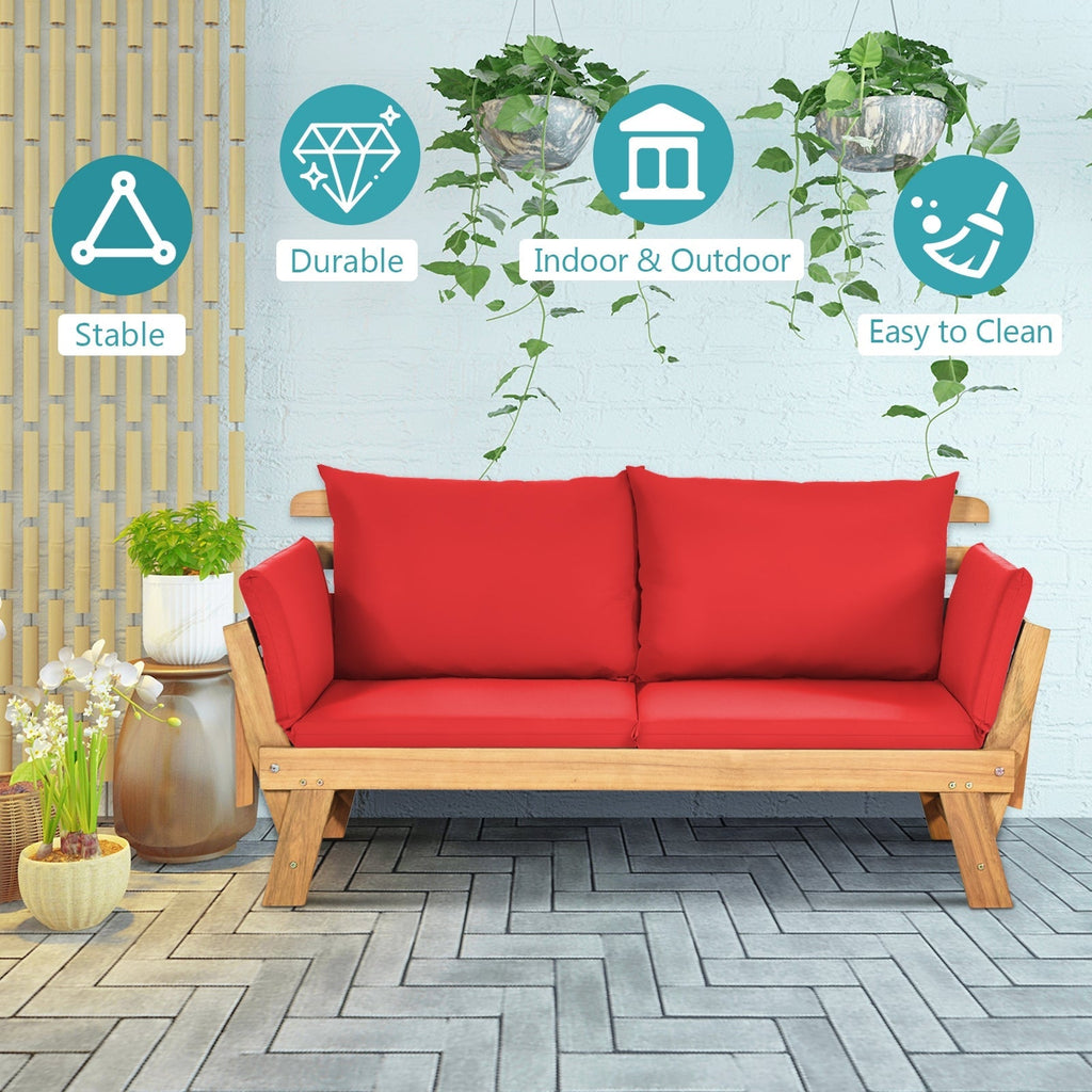 Adjustable Patio Convertible Sofa with Thick Cushion