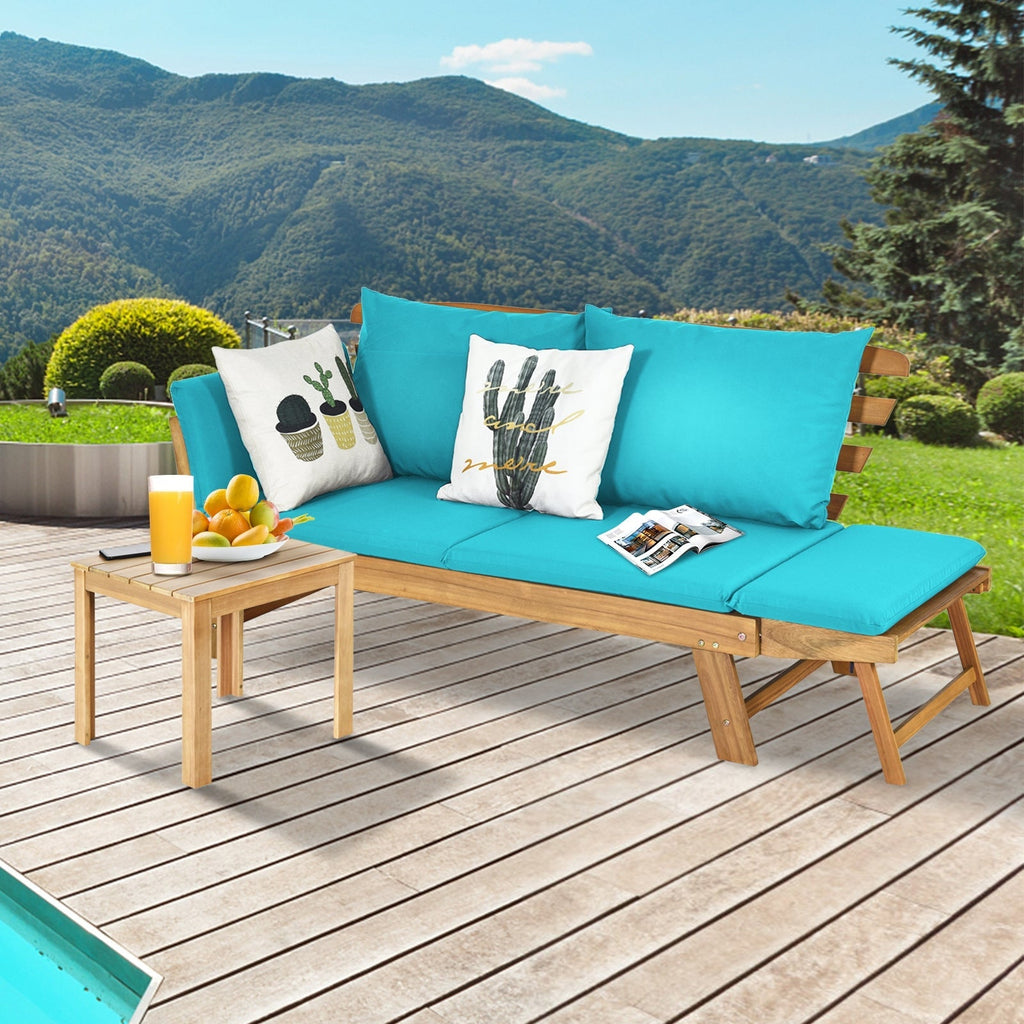 Adjustable Patio Convertible Sofa with Thick Cushion