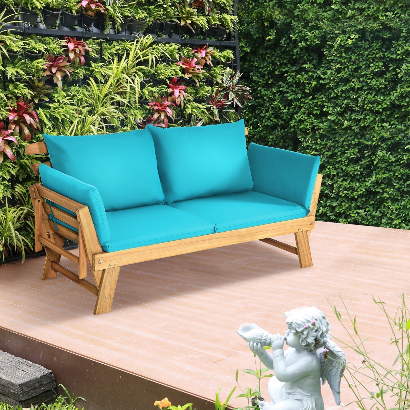 Adjustable Patio Convertible Sofa with Thick Cushion