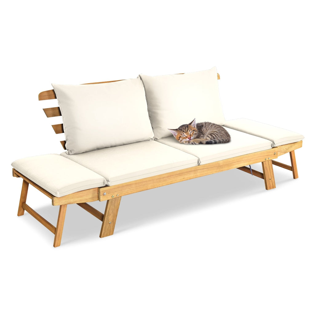 Adjustable Patio Convertible Sofa with Thick Cushion