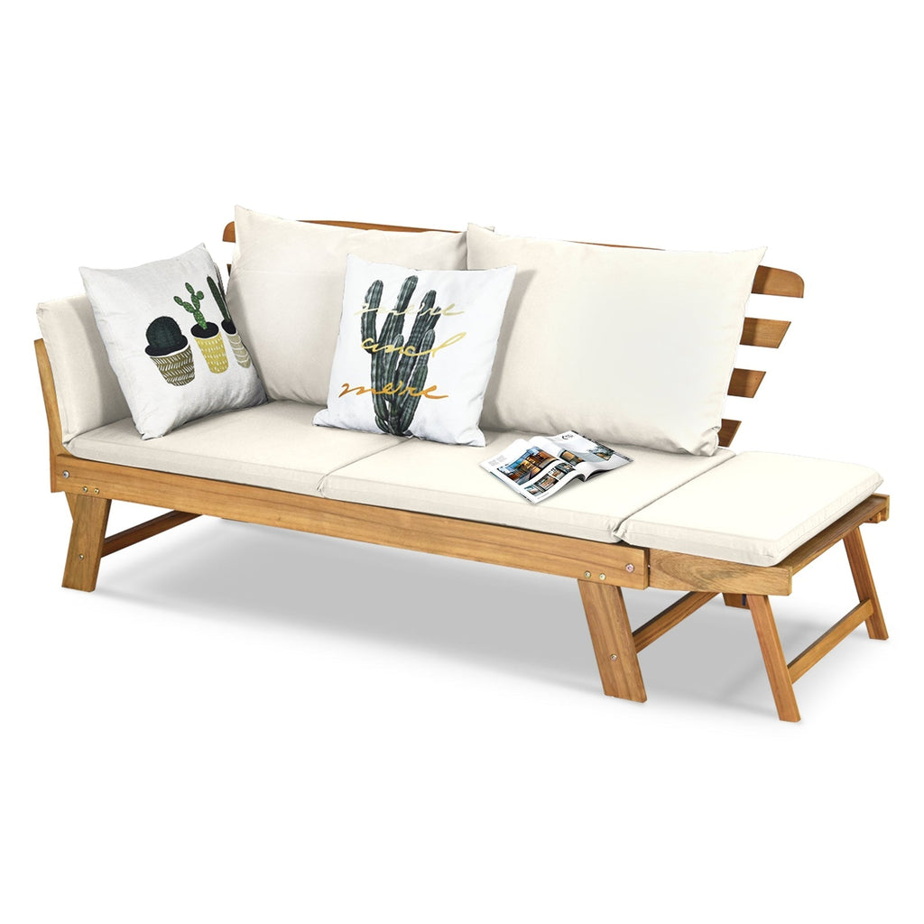 Adjustable Patio Convertible Sofa with Thick Cushion