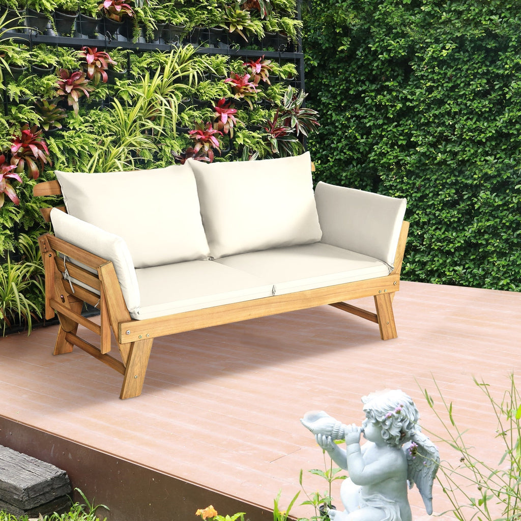 Adjustable Patio Convertible Sofa with Thick Cushion