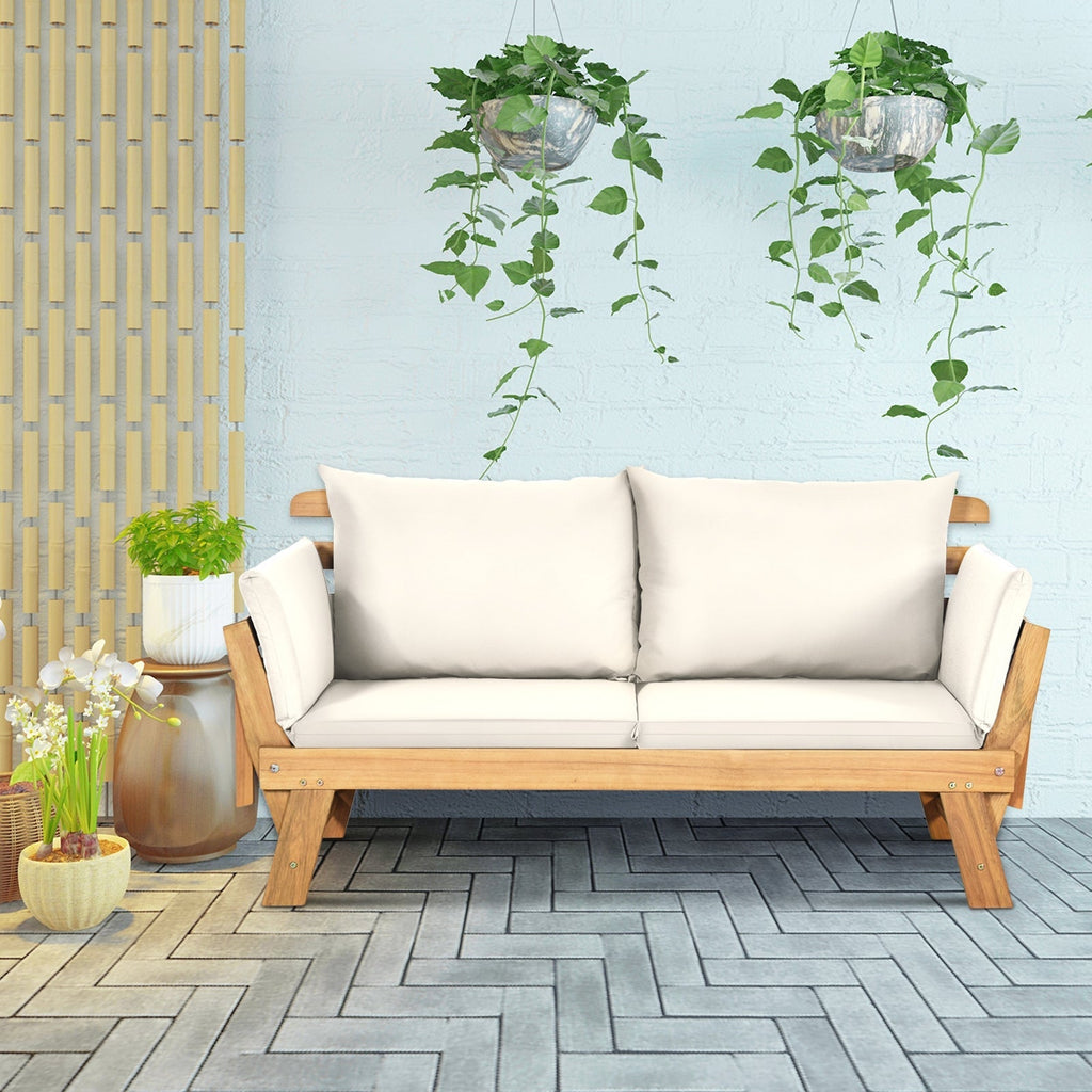 Adjustable Patio Convertible Sofa with Thick Cushion