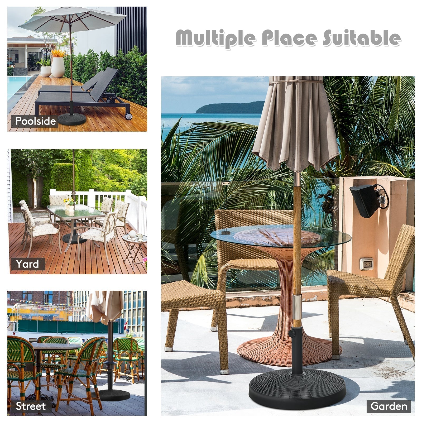 49 LBS Patio Resin Umbrella Base Stand for Outdoor