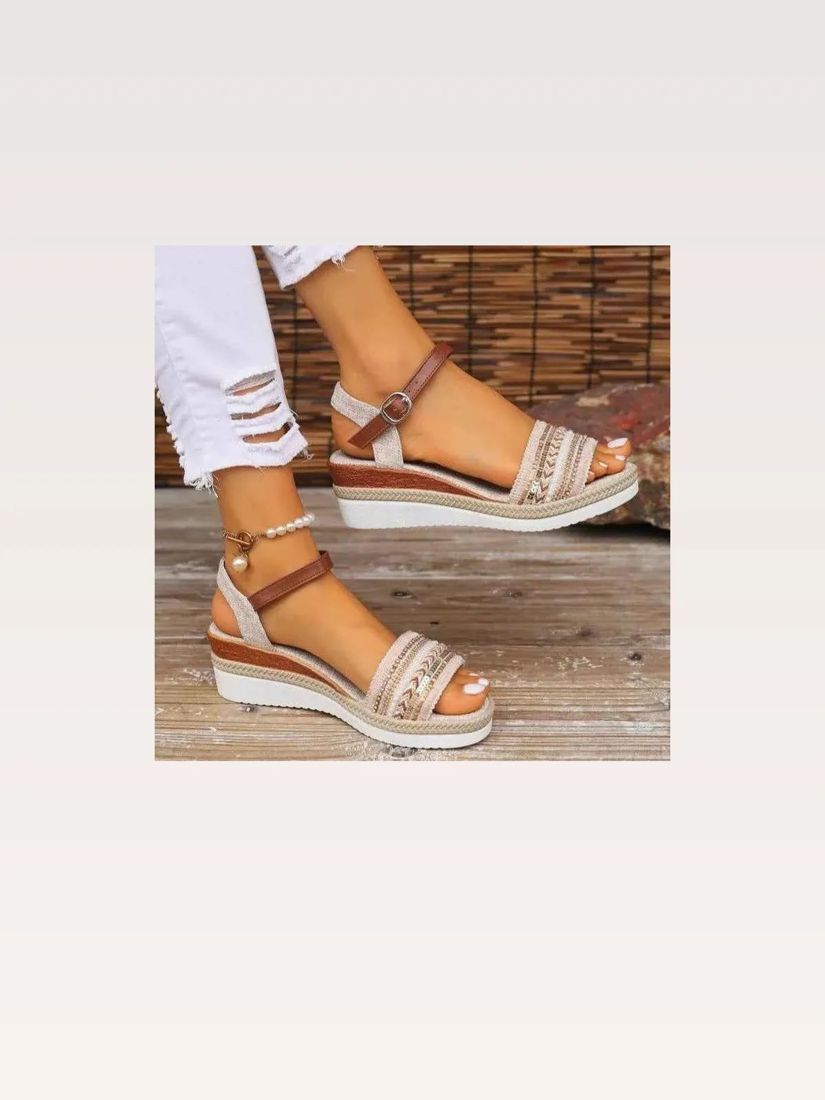 Open Toe Platform Wedge Sandals with Ankle Strap