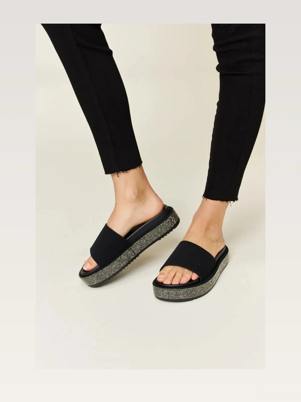 Open Toe Rhinestone Platform Sandals