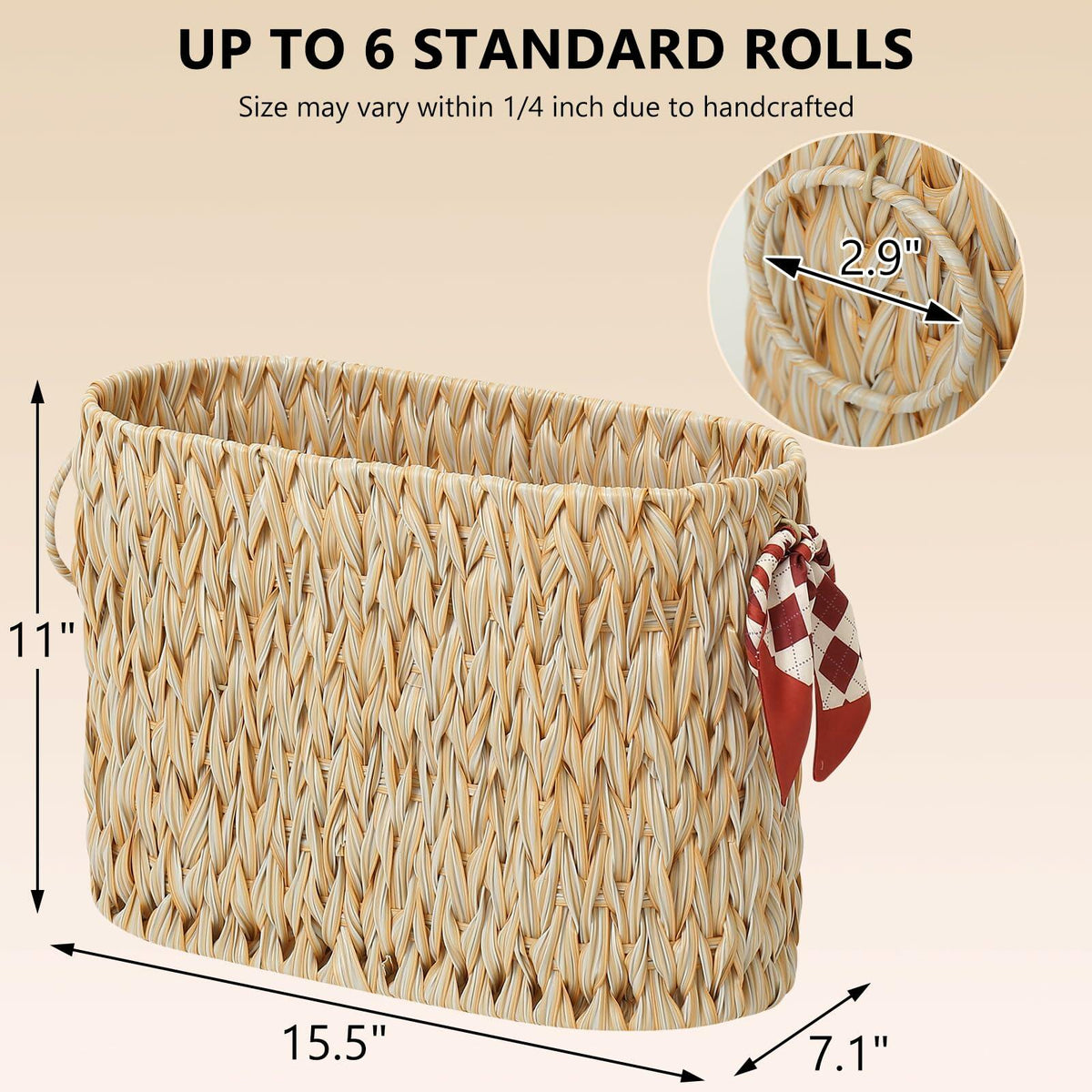 ELINZINE Toilet Paper Storage Holder for 6 Mega Rolls Bathroom Basket Buttermilk