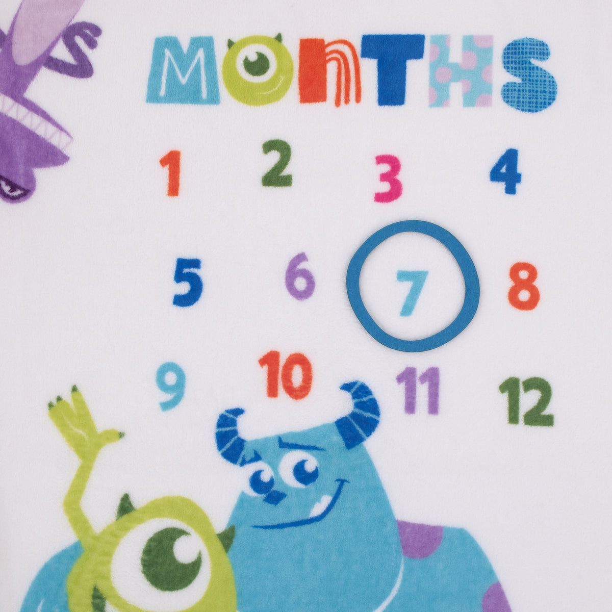 Disney Monsters, Inc. White, Blue, and Green, New Scarer Recruit Super Soft Photo Op Milestone Baby Blanket