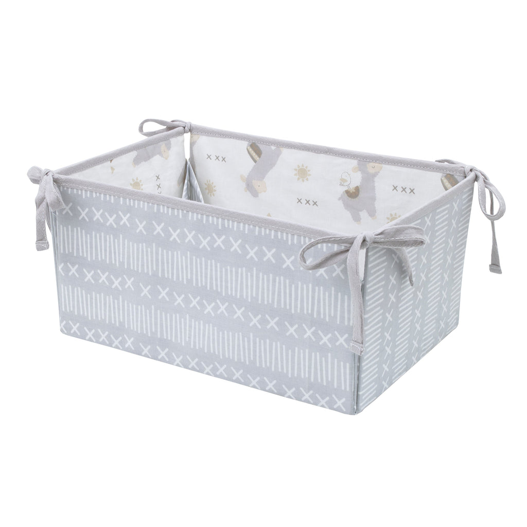 Mama's Little Llama Grey, White and Charcoal 4 Piece Nursery Crib Bedding Set - Comforter, Crib Sheet, Dust Ruffle and Nursery Organizer