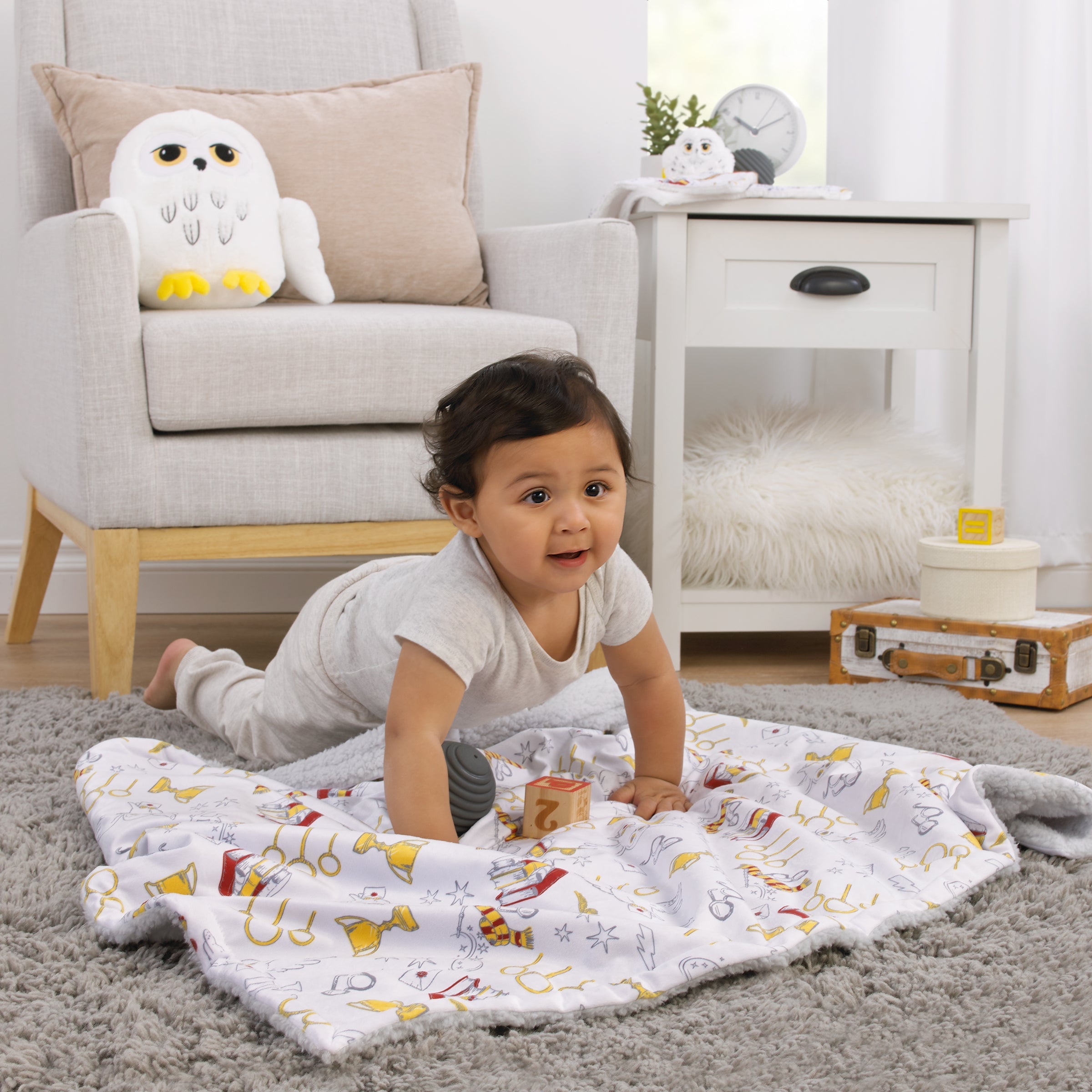 Harry Potter White, Gold, and Red Sherpa Baby Blanket
