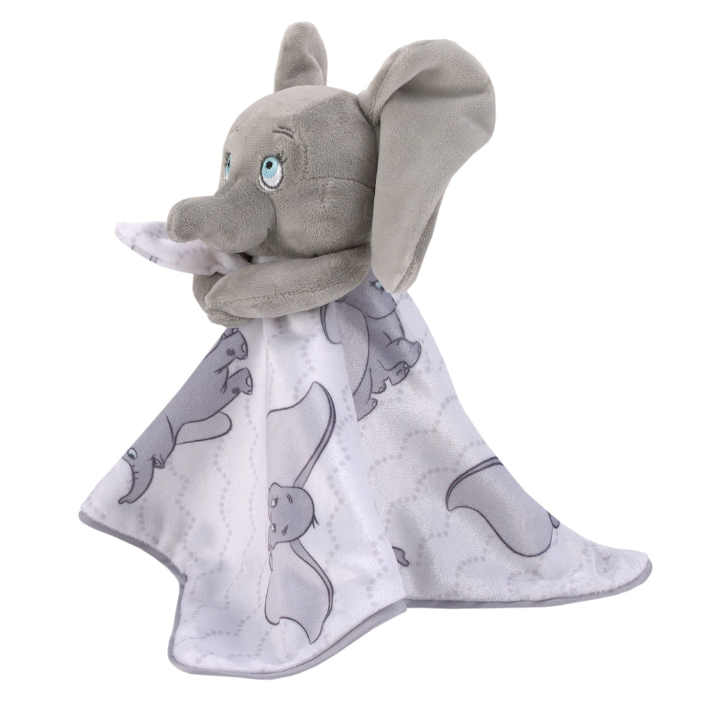 Dumbo Gray and White Super Soft Sherpa Baby Blanket and Security Blanket 2-Piece Gift Set
