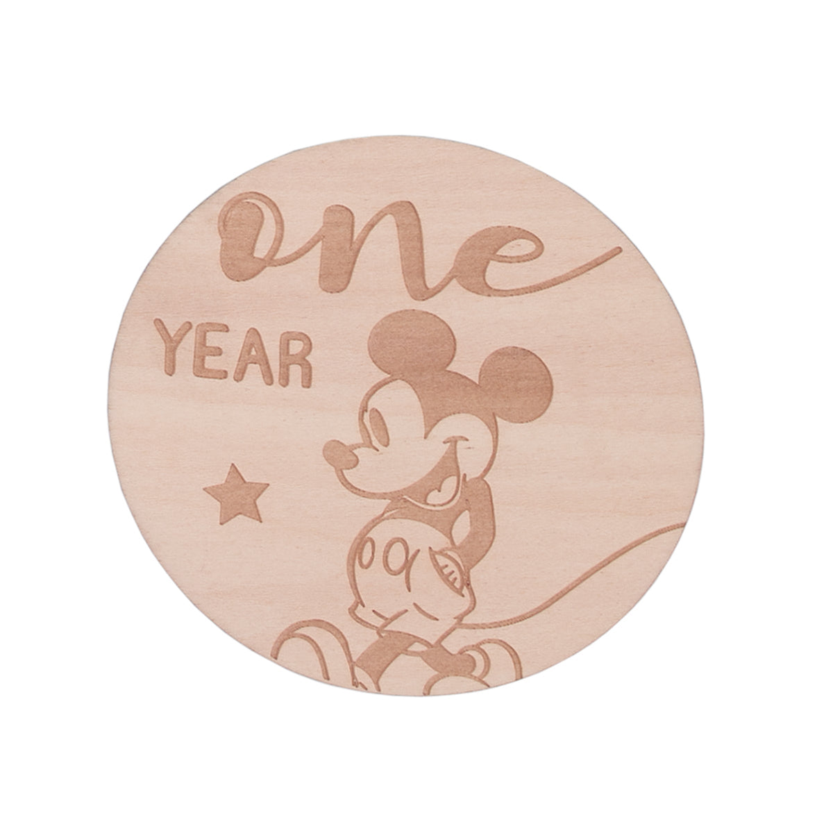 Mickey Mouse Natural Wood Tone, 12 Piece Wooden Engraved Milestone Cards
