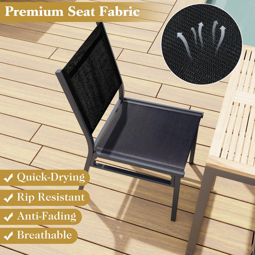 Outdoor Dining Chairs with Breathable Seat and Backrest for Backyard Porch Poolside