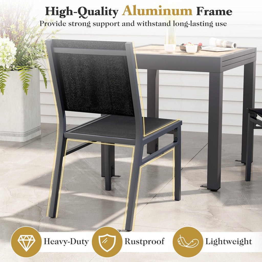 Outdoor Dining Chairs with Breathable Seat and Backrest for Backyard Porch Poolside