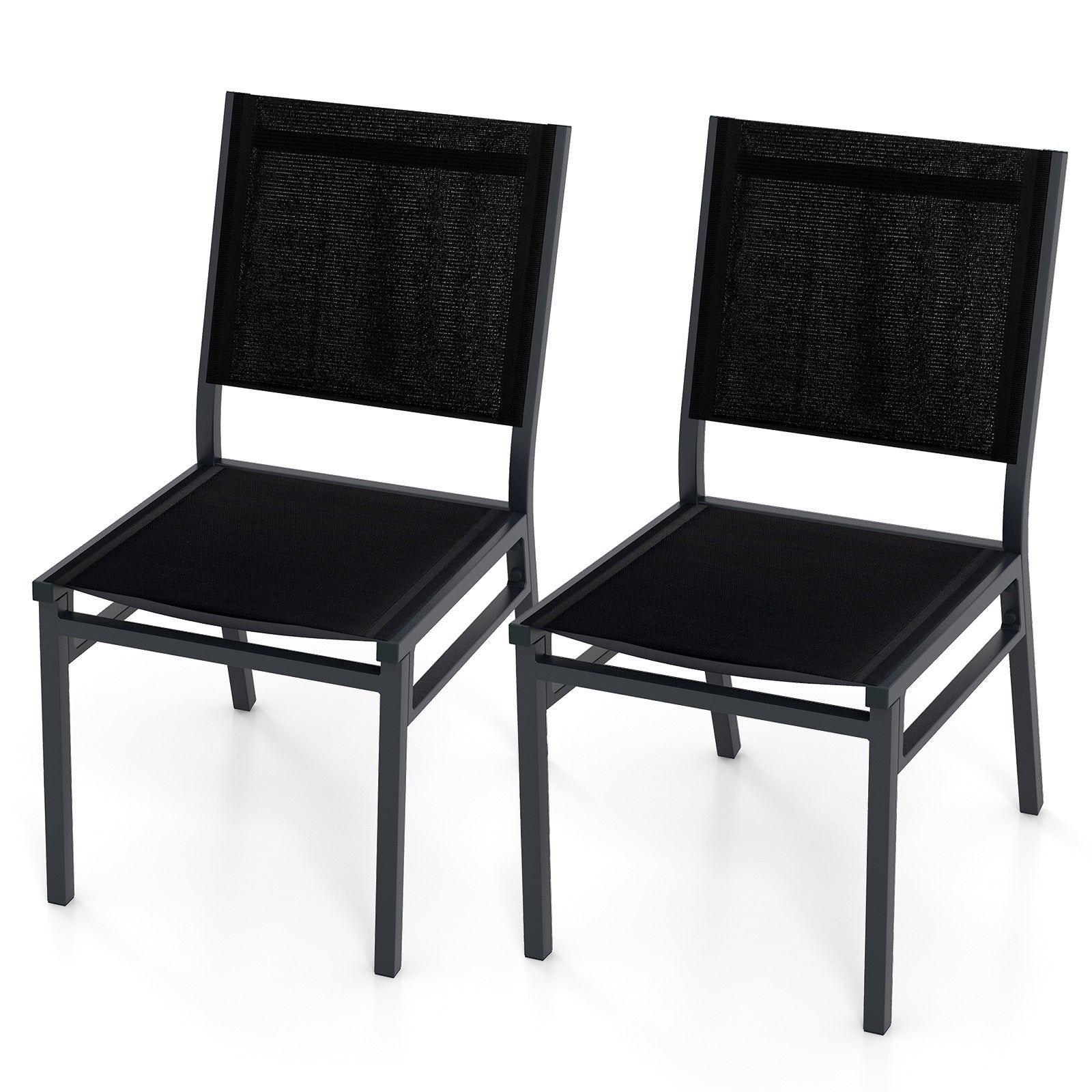Outdoor Dining Chairs with Breathable Seat and Backrest for Backyard Porch Poolside