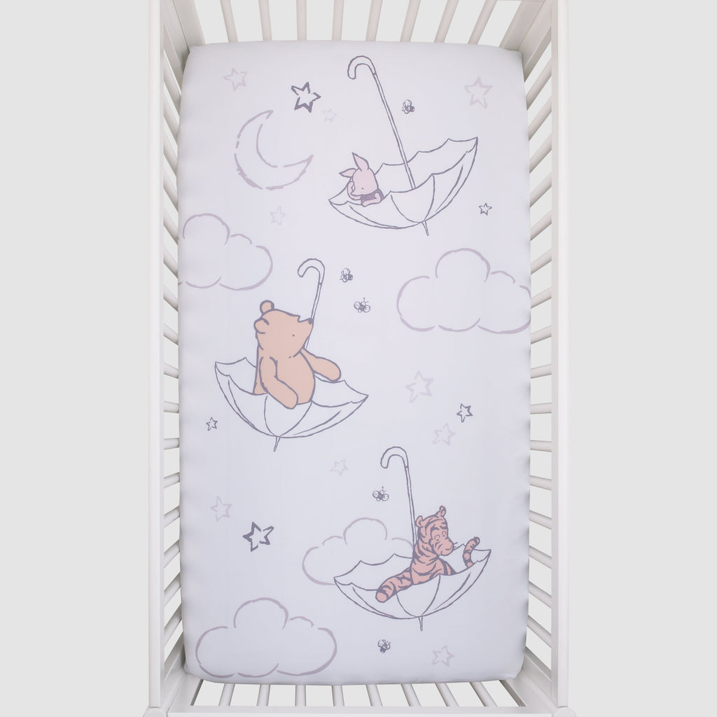 Disney Winnie the Pooh - Classic Pooh - Ivory, Tan and White Photo Op Fitted Crib Sheet