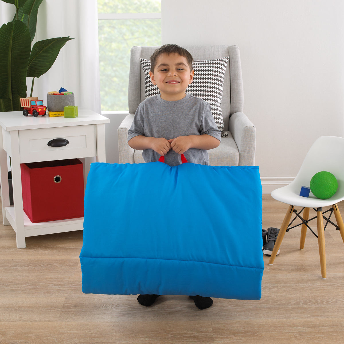 Mickey Mouse Blue, Red, Green, Yellow, and White, Donald Duck, Pluto, and Goofy, Fun Starts Here Deluxe Easy Fold Toddler Nap Mat