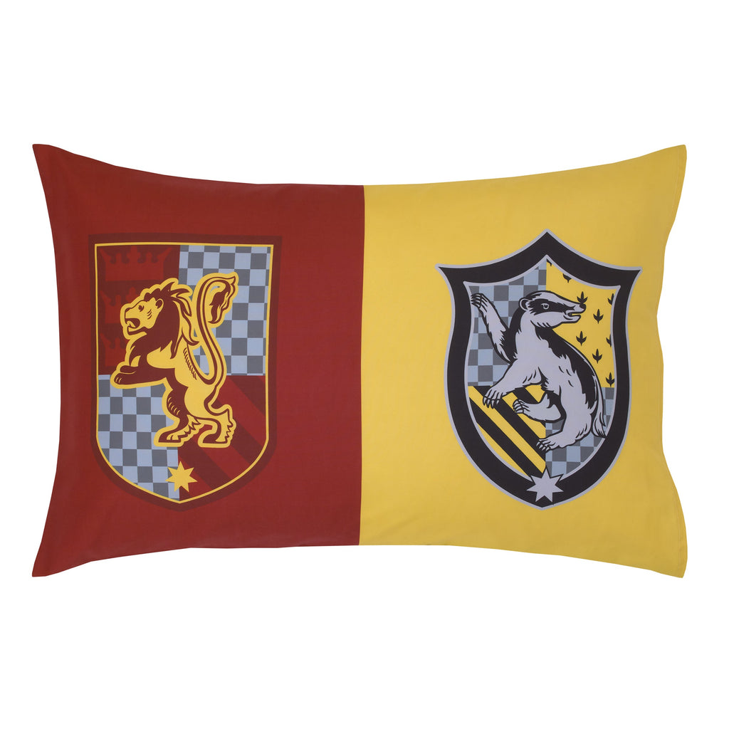 Harry Potter Wizarding World Navy, Gold, and Burgundy 4 Piece Toddler Bed Set - Comforter, Fitted Bottom Sheet, Flat Top Sheet, and Reversible Pillowcase