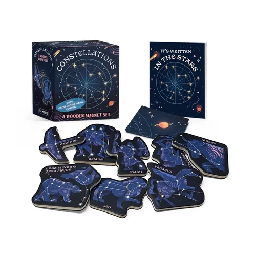 Constellations: A Wooden Magnet Set: With Glow-In-The Dark Poster! - Paperback