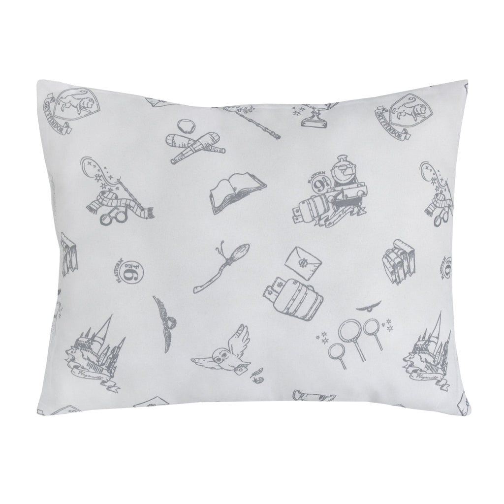 Warner Bros  Harry Potter Magical Moments Grey and White Keepsake Pillow