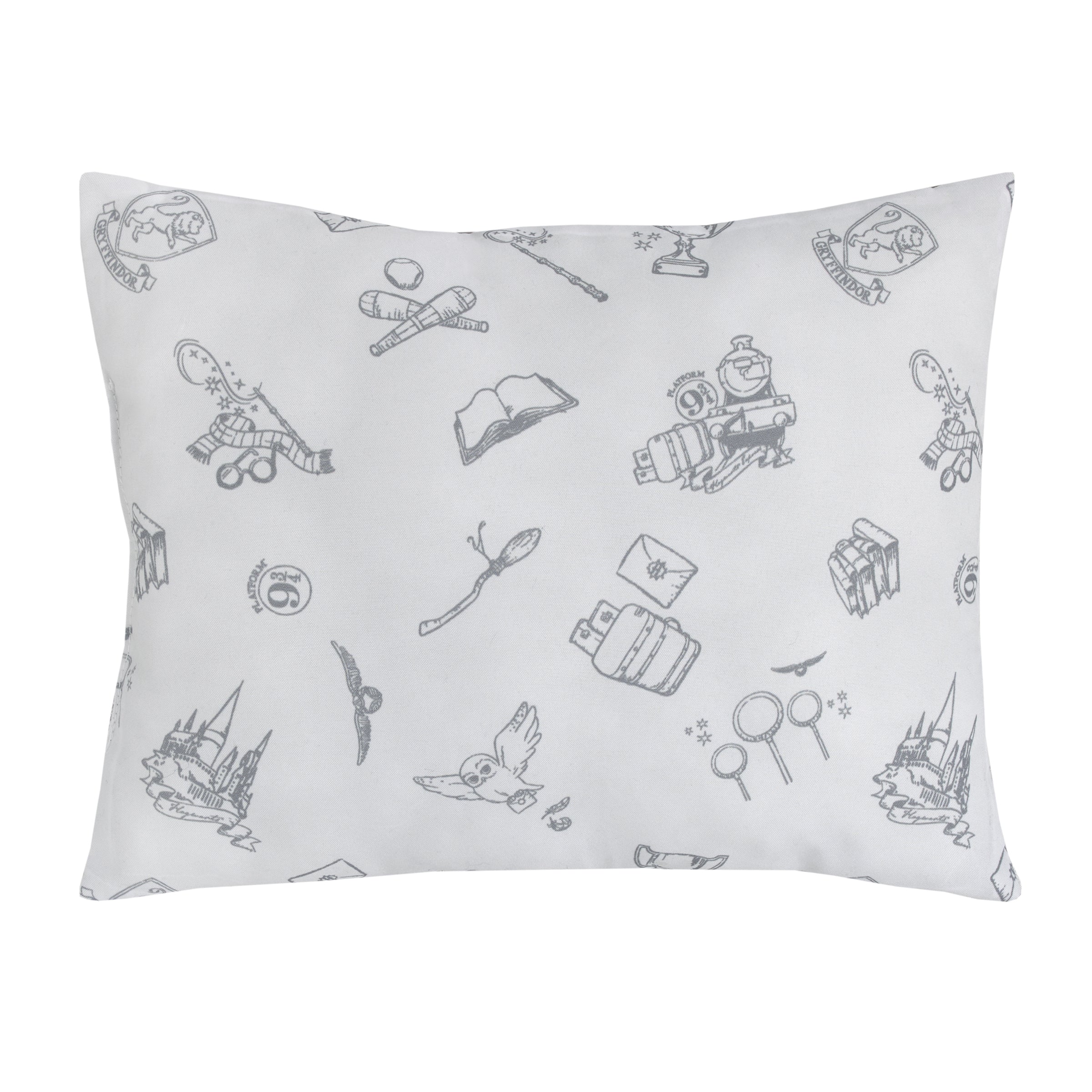 Warner Bros  Harry Potter Magical Moments Grey and White Keepsake Pillow