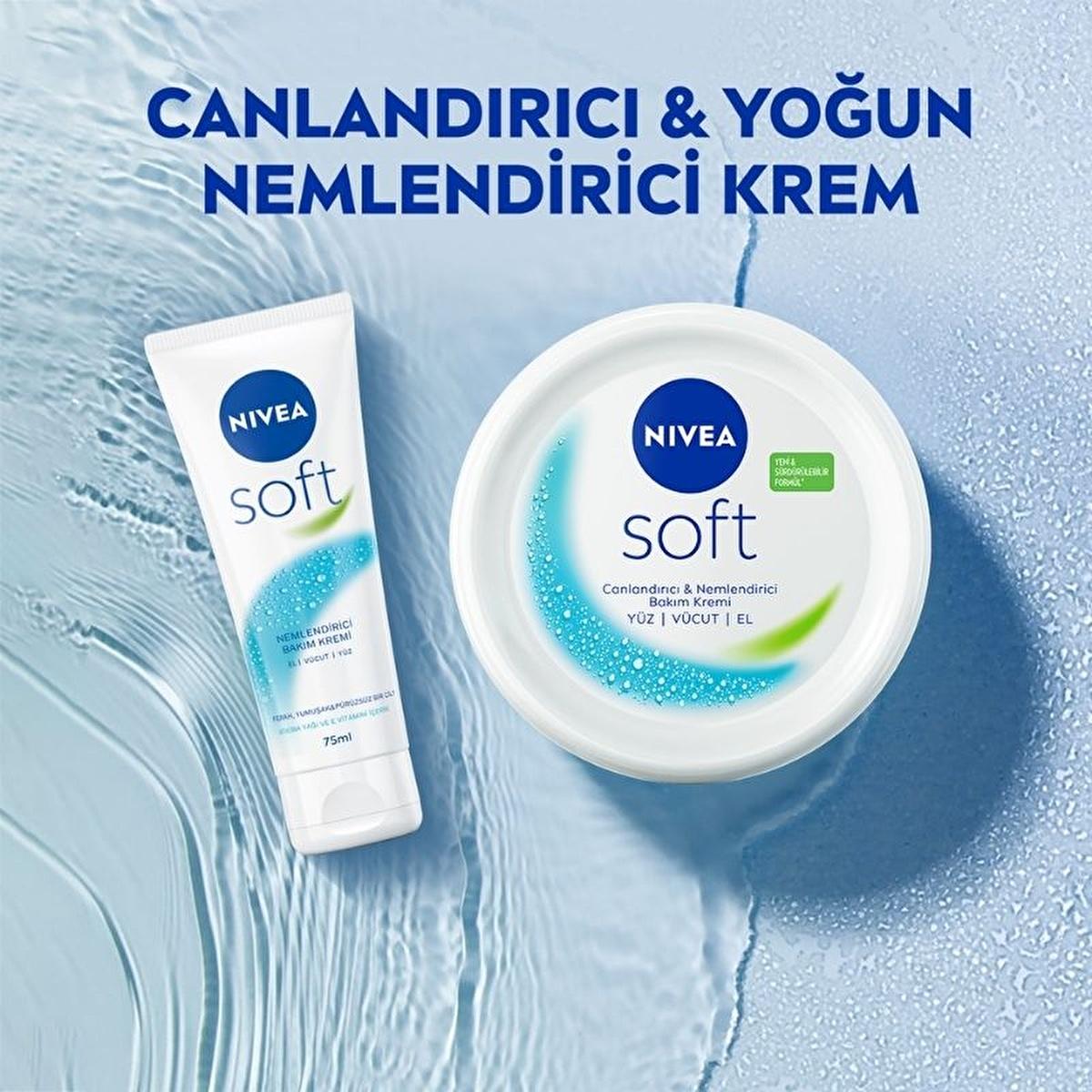 Nivea Soft: Jojoba Oil & Vitamin E Moisturizing Cream - Fast Absorbing Daily Skin Hydration, Face, Hand & Body, 2.54 fl oz