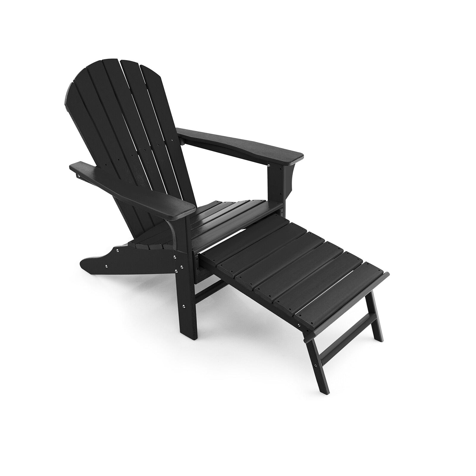 Patio HDPE Adirondack Chair with Retractable Ottoman