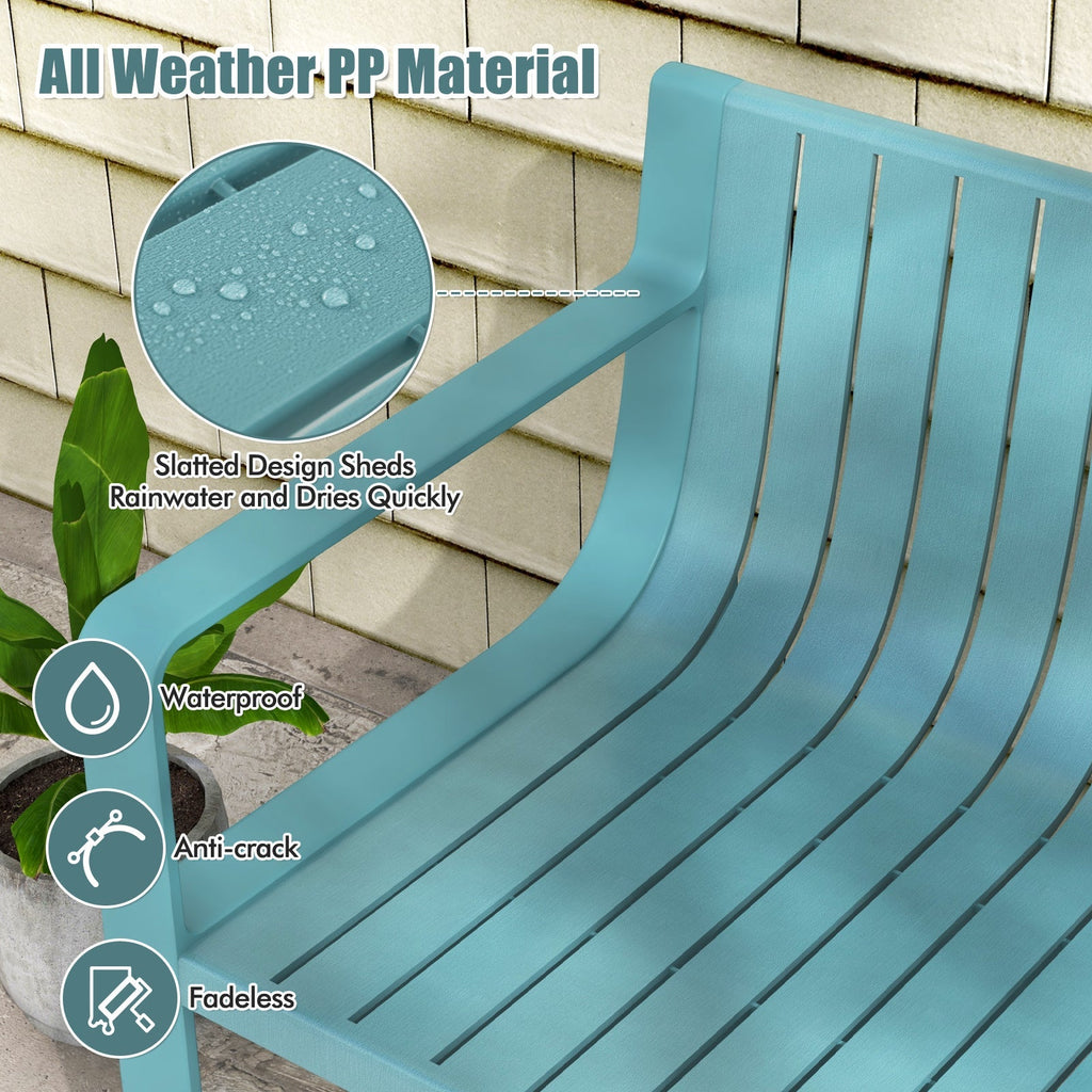 Weather-resistant Plastic 2-Person Bench with Curved Backrest