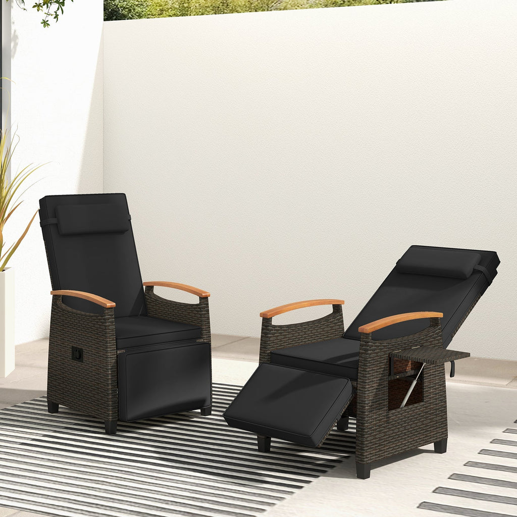 Patio Wicker Recliner Chair with Adjustable Backrest and Footrest