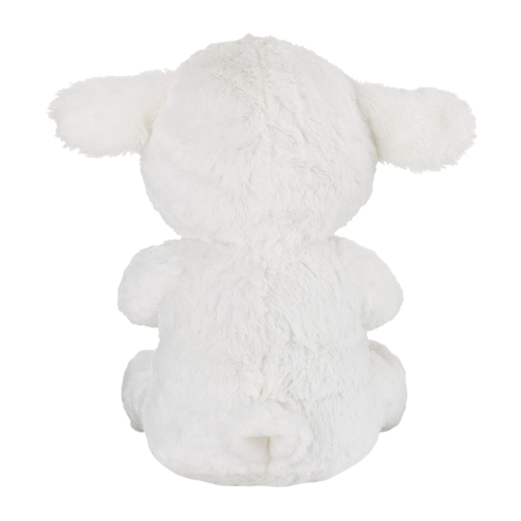 White Plush Lamb with Praying Hands and Embroidered Cross for Baptism or Christening Gift