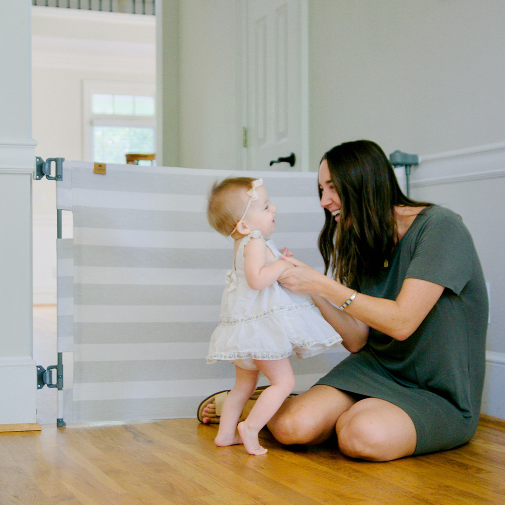 Crypton® Fabric Baby & Pet Safety Gate – Stylish, Stain-Resistant, PFAS-Free | fit openings from 27.6" to 55" wide and stand 33"