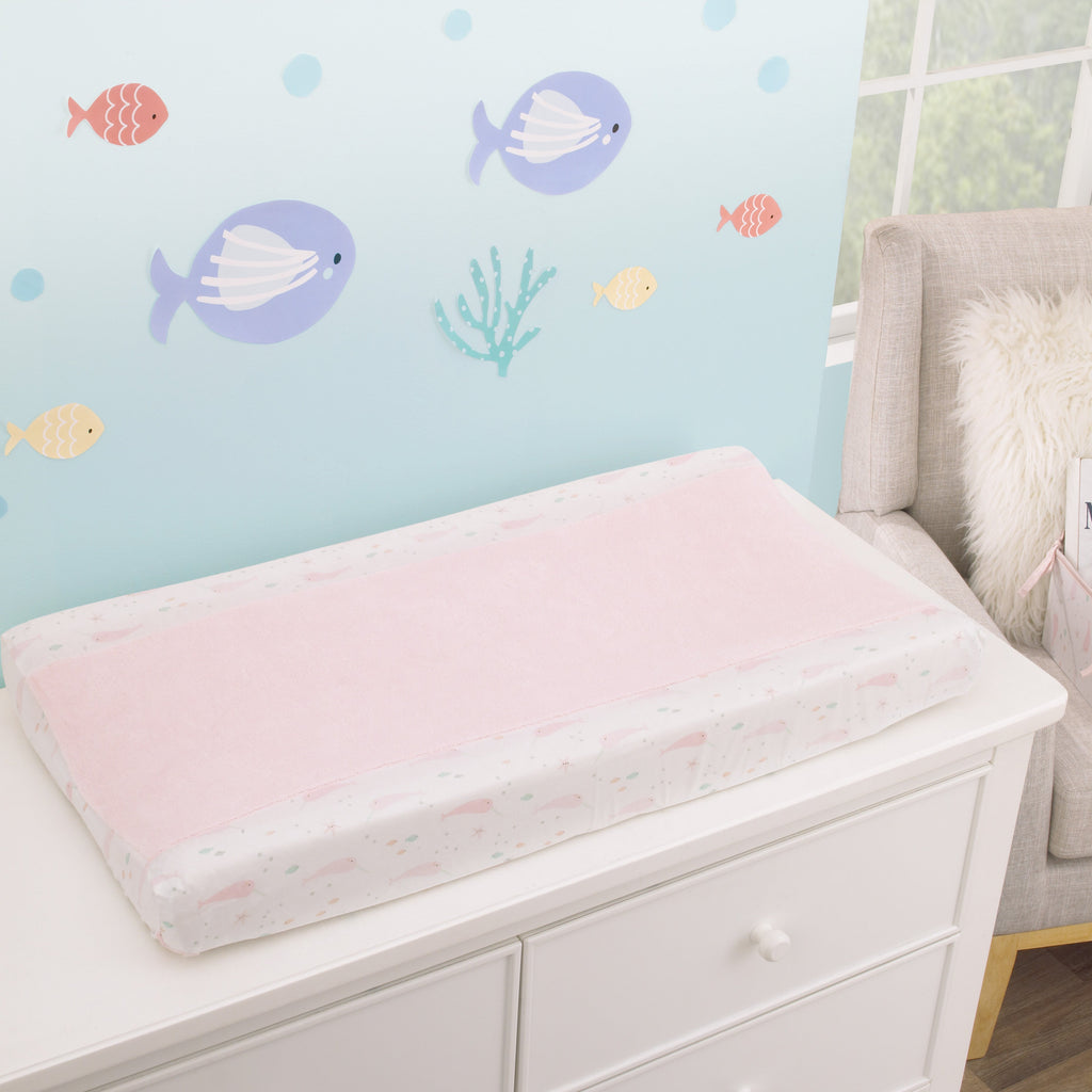 Under the Sea Whimsy Pink Narwhals Super Soft Changing Pad Cover