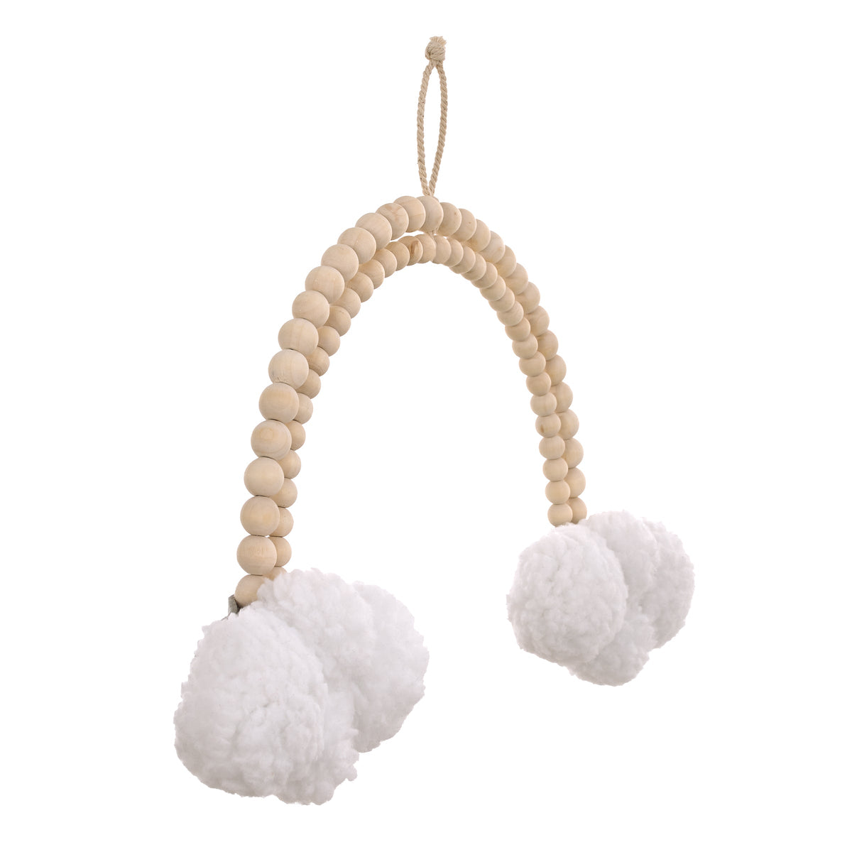 Rainbow and Clouds Natural Wooden Beads and White Chenille Clouds Nursery Wall Decor