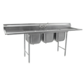 Eagle Group 314-24-3-24L-X 304 Stainless Steel Three-Compartment Sink, 24 x 24 x 13-1/2 Inch Compartments, Left Drainboard, 104-3/4 Inch Wide