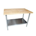 BK Resources MFTS-4836 Hard Maple Top Work Table with Stainless Steel Undershelf, 48"W x 36"D, 1-3/4" Thick