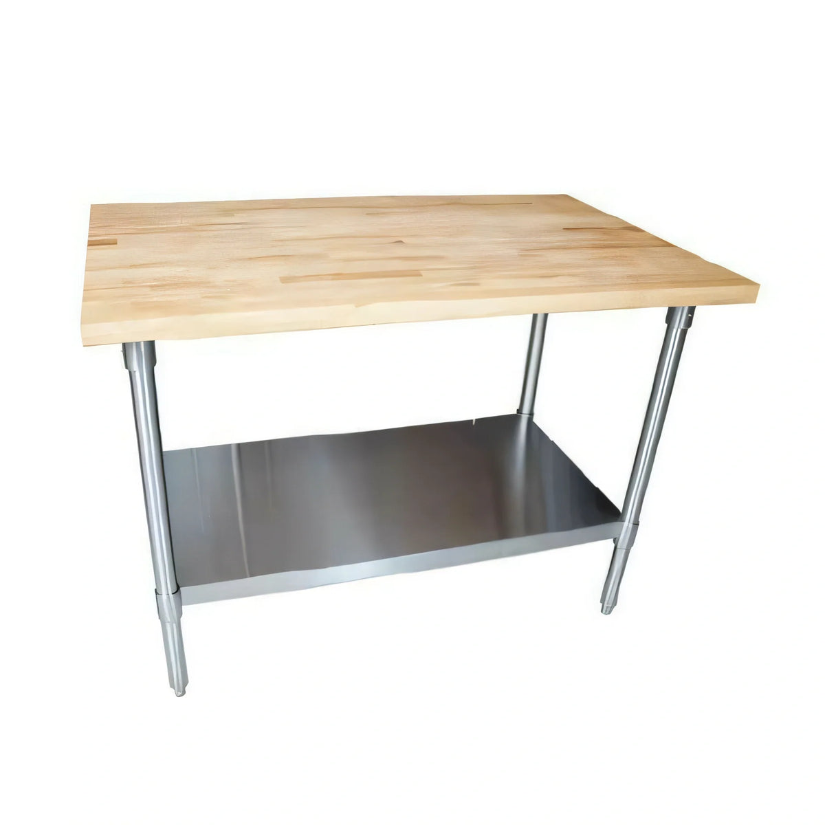 BK Resources MFTS-4836 Hard Maple Top Work Table with Stainless Steel Undershelf, 48"W x 36"D, 1-3/4" Thick