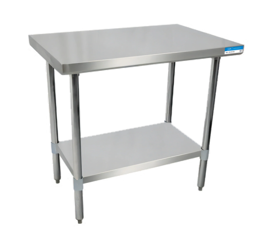 BK Resources SVT-4830 48" x 30" Stainless Steel Work Table with 18-Gauge 430 Top and Adjustable Undershelf