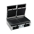 Univex PPRESS2R Double Countertop Electric Panini Press with Ribbed Cast Iron Plates, Manual Controls, 19.6 x 10 Inch Surface