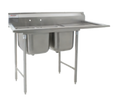Eagle Group 414-24-2-18R 2-Compartment Stainless Steel Sink, 24 x 24 x 13-1/2 Inch Bowls, Right Drainboard, 9-1/2 Inch Backsplash