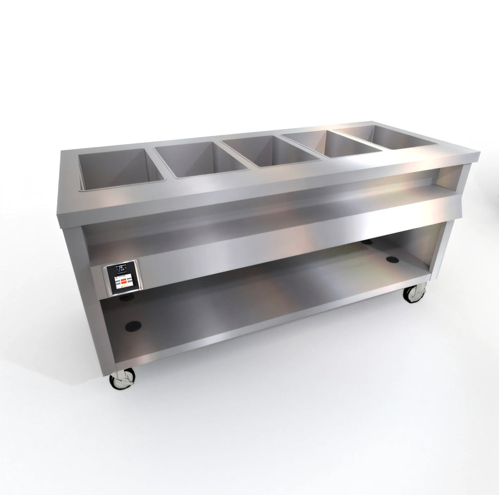 Duke Thurmaduke TWHF-74PG Mobile 5-Well Electric Waterless Food Warmer, 74-Inch, Touchscreen Controls