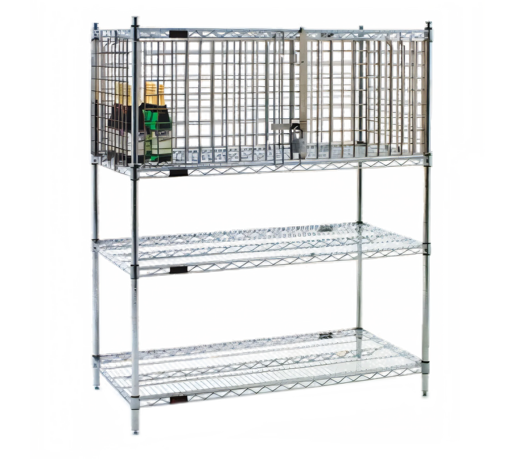 Eagle Group EagleGard SECM1848E-X Security Enclosure Kit for Wire Shelving, 48 x 18 in, Side-Hinged Doors, Antimicrobial Epoxy Finish