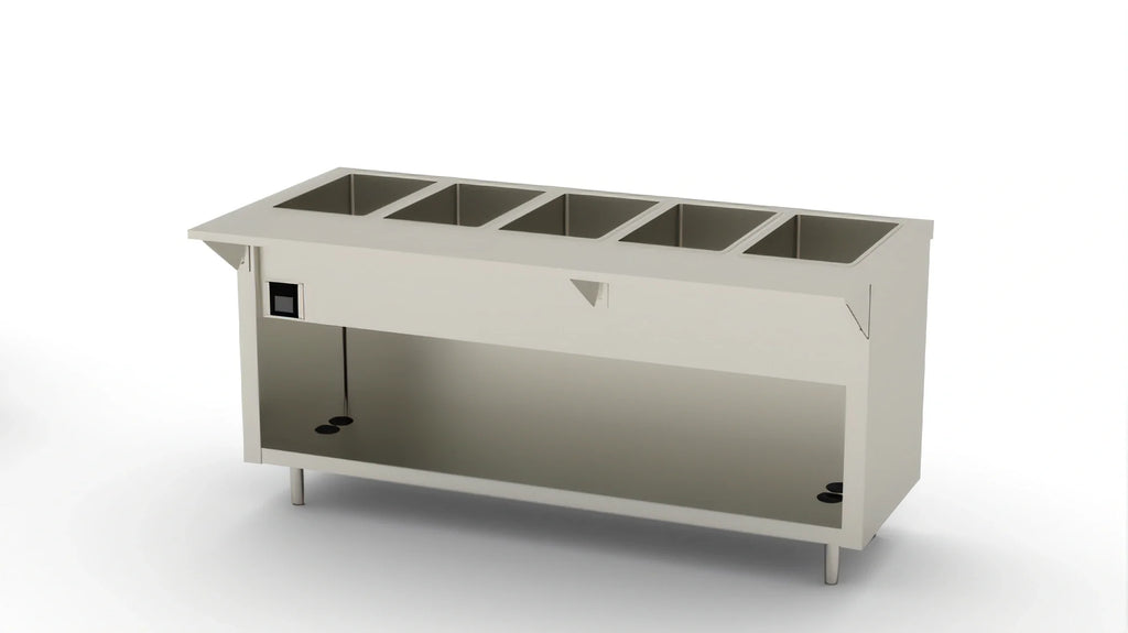 Duke Thurmaduke EW-5-CBPG 5-Well Waterless Electric Hot Food Holding Unit, 74"W, Touchscreen, Open Storage Base