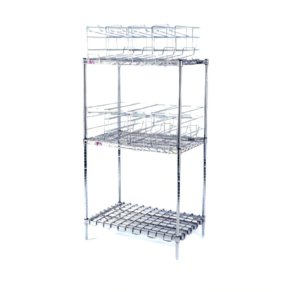Eagle Group CRC2-X 3-Tier Stationary Can Rack for #10 Cans, 124-Can Capacity, Chrome-Plated Steel, Wire Shelves and Dunnage Rack