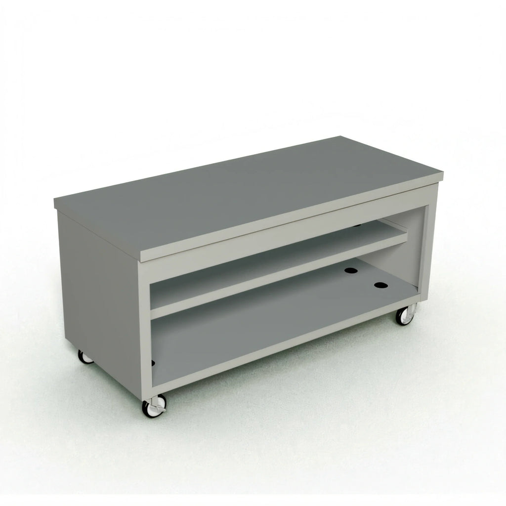 Duke Thurmaduke TST-74PG 74"W Mobile Solid Top Utility Counter, Stainless Steel Top, Undershelves