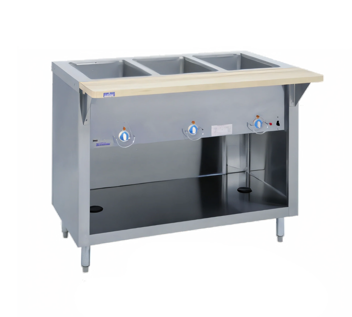 Duke Thurmaduke E-2-CBPG 32-Inch Electric Steamtable with 2 Sealed Wells, Open Storage Base and Thermostatic Controls