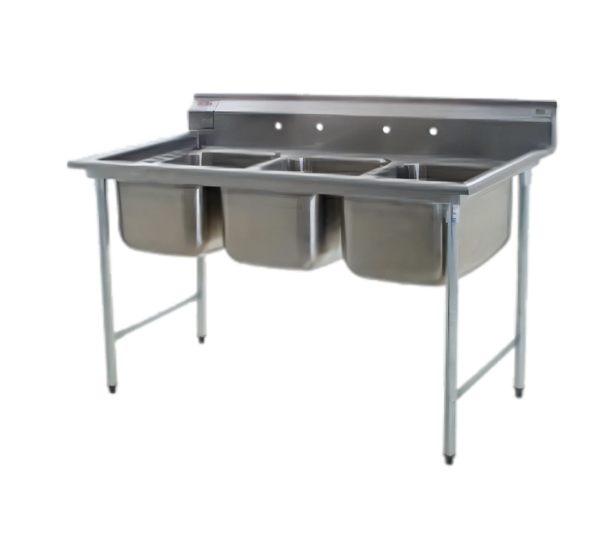 Eagle Group 414-22-3 Three-Compartment Coved-Corner Sink, 22 x 22 x 13-1/2 Inch Bowls, No Drainboards, 77-1/2 Inch Wide