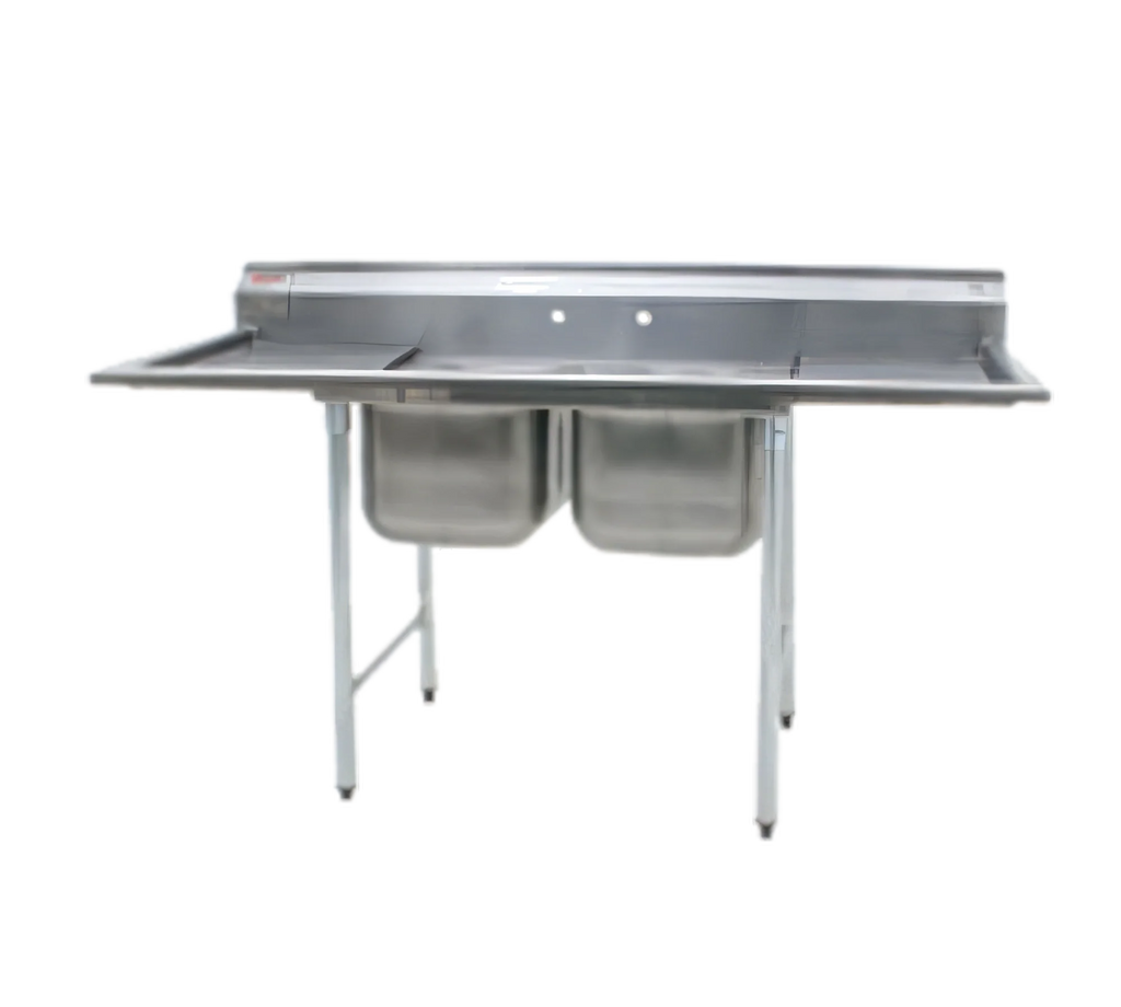 Eagle Group 414-24-2-24 100-Inch Two-Compartment Stainless Steel Sink with Left and Right Drainboards, 24 x 24 x 13-1/2-Inch Bowls