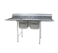 Eagle Group 414-24-2-24 100-Inch Two-Compartment Stainless Steel Sink with Left and Right Drainboards, 24 x 24 x 13-1/2-Inch Bowls