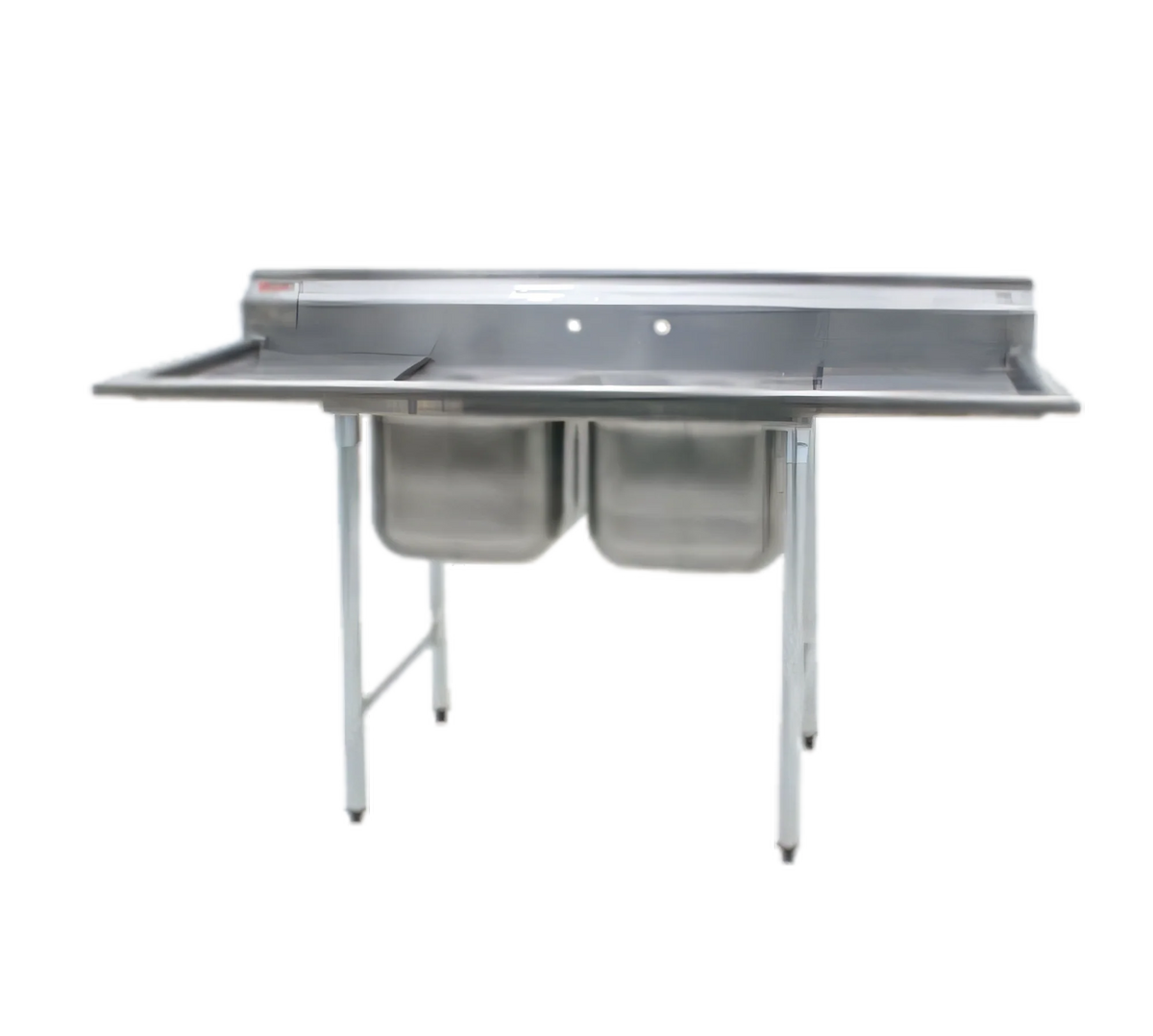 Eagle Group 414-24-2-24 100-Inch Two-Compartment Stainless Steel Sink with Left and Right Drainboards, 24 x 24 x 13-1/2-Inch Bowls